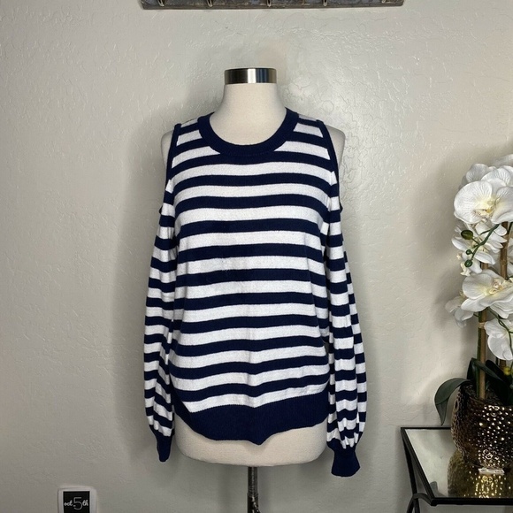 Michael Kors Striped Cold Shoulder Sweater - Picture 2 of 6